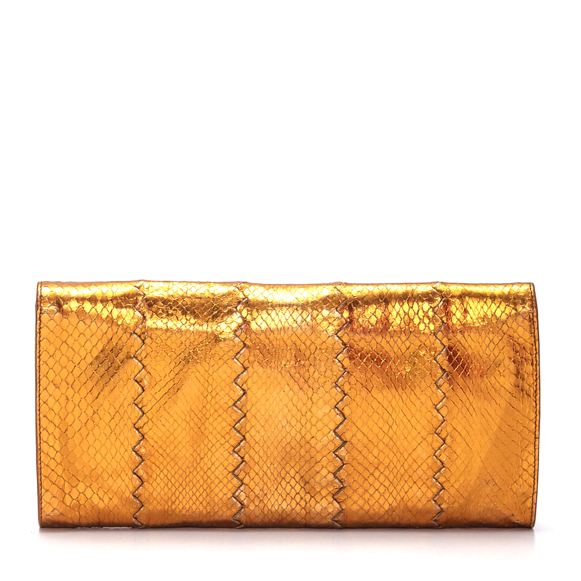Bottega Veneta - Gold Leather Clutch